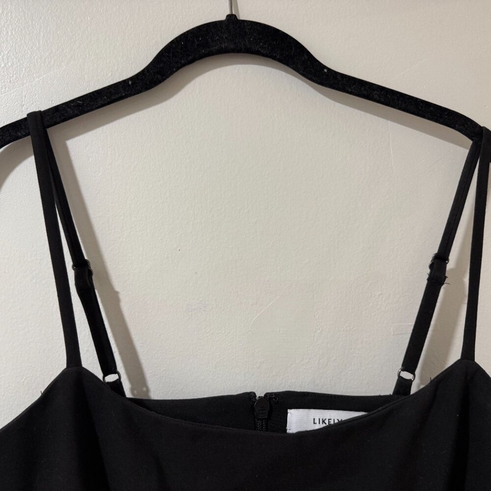 🖤✨ Likely Arissa Gown Black Ruffle Trim Taffeta Maxi Dress Sz 12 - Picture 13 of 15